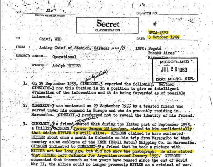 آیا اسناد سیا ثابت میکنند که هیتلر به آرژانتین گریخته است؟
