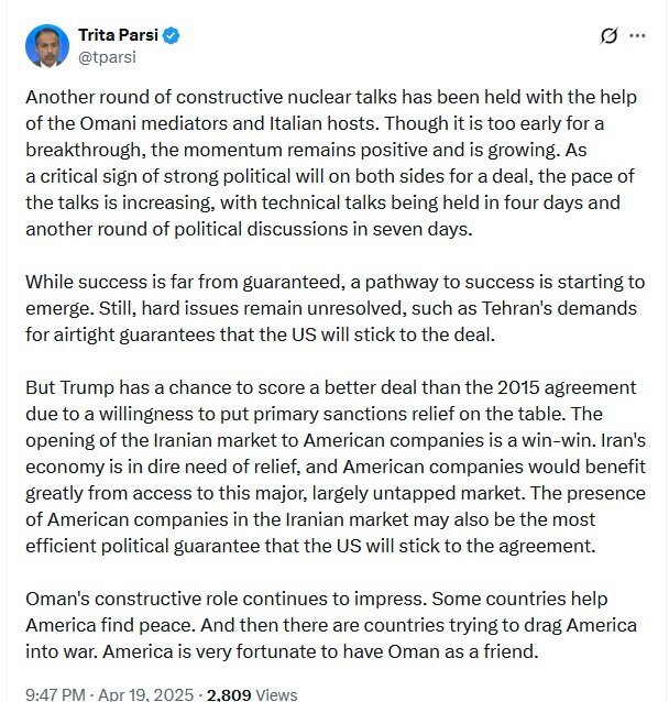 باز شدن بازار ایران به روی شرکتهای آمریکایی یک توافق برد-برد است