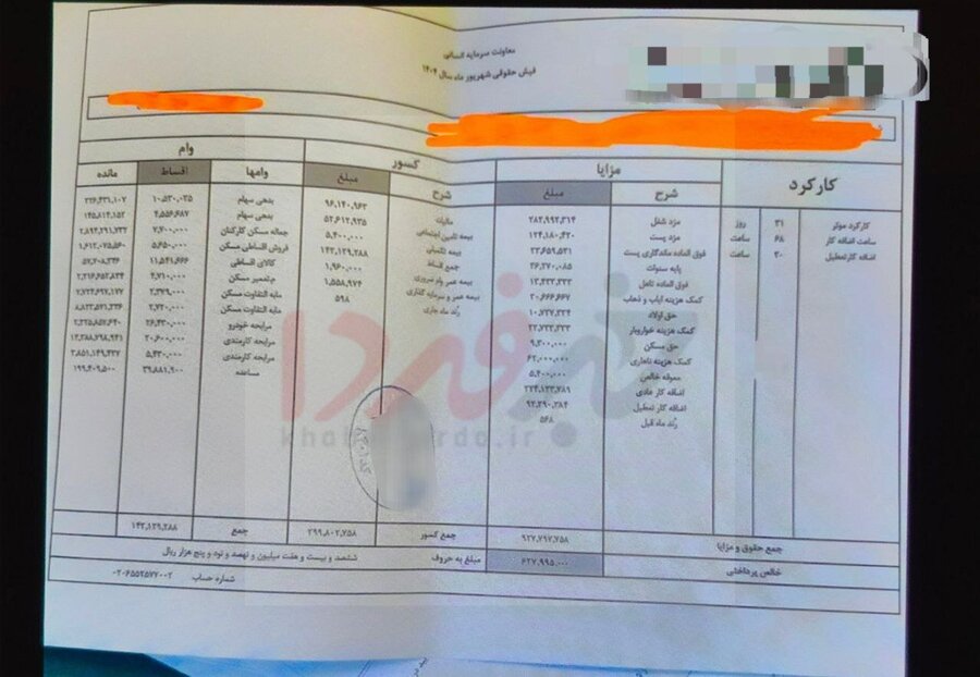 لورفتن فیش حقوق نجومی یک کارمند بانک